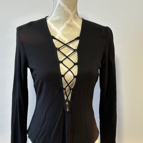 Black deep v bodysuit - Picture 1 of 2